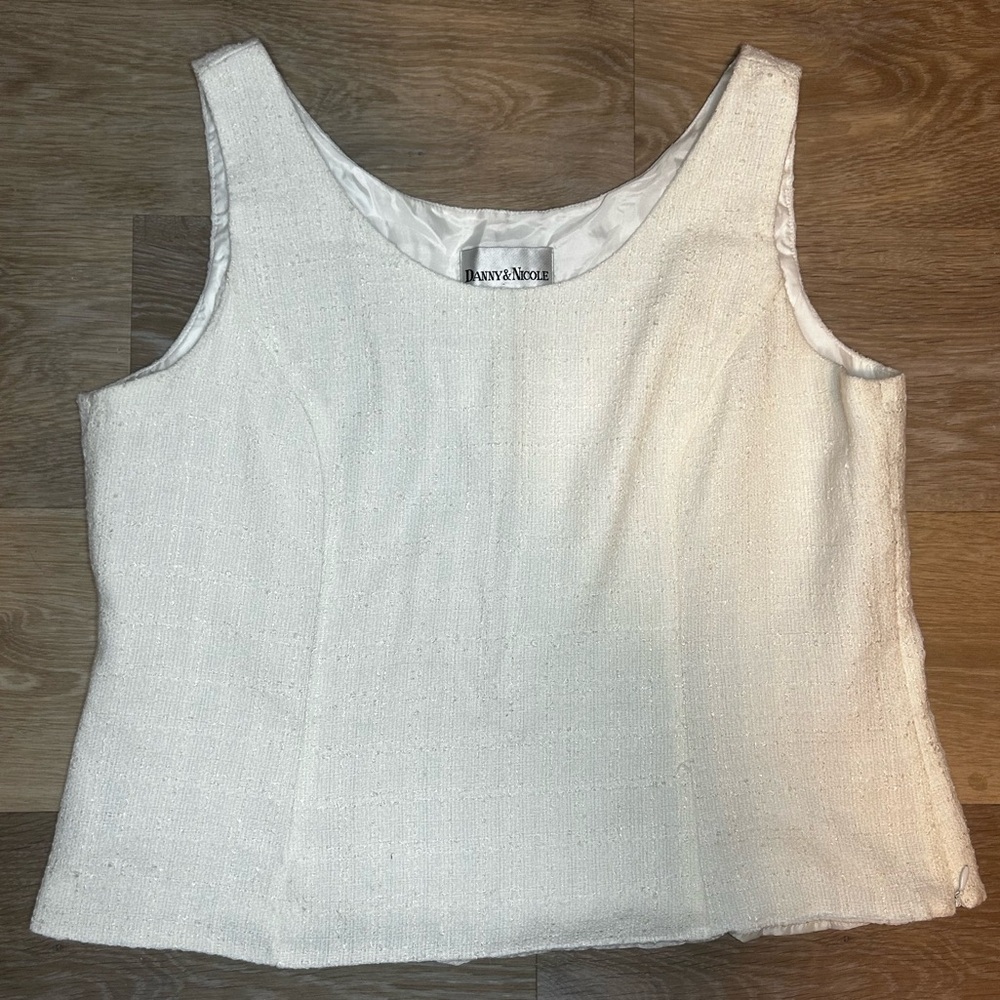 Danny & Nicole Ivory Textured Tank Top – Size 16 - Picture 6 of 7